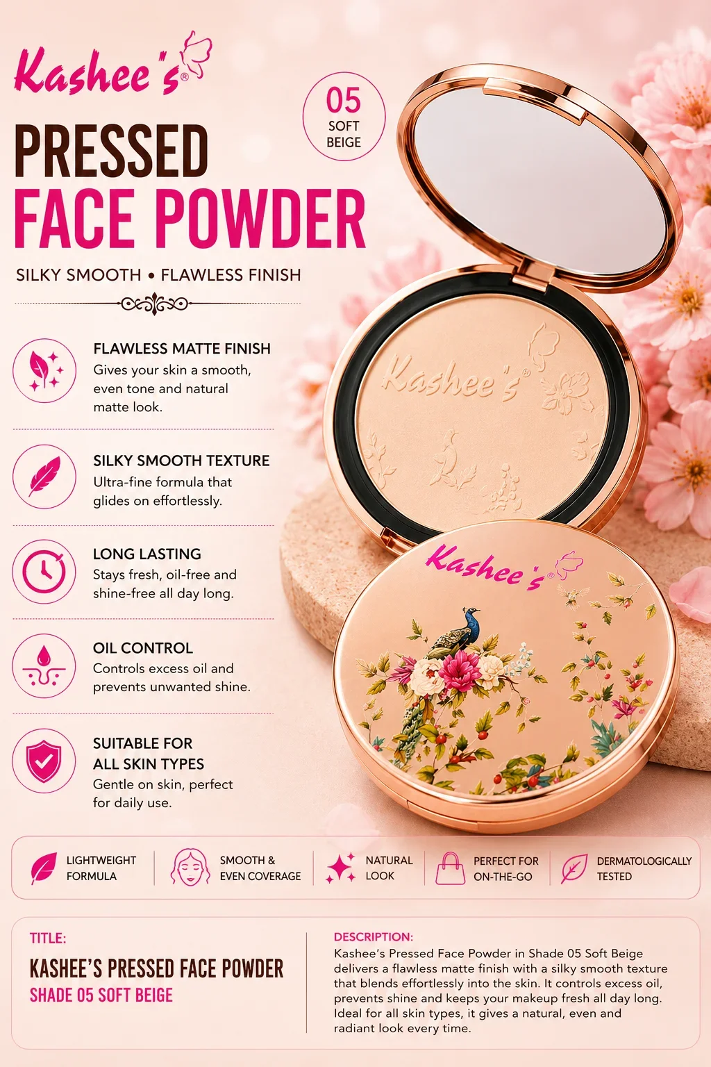 Kashee’s Pressed Face Powder – Shade 05 Soft Beige