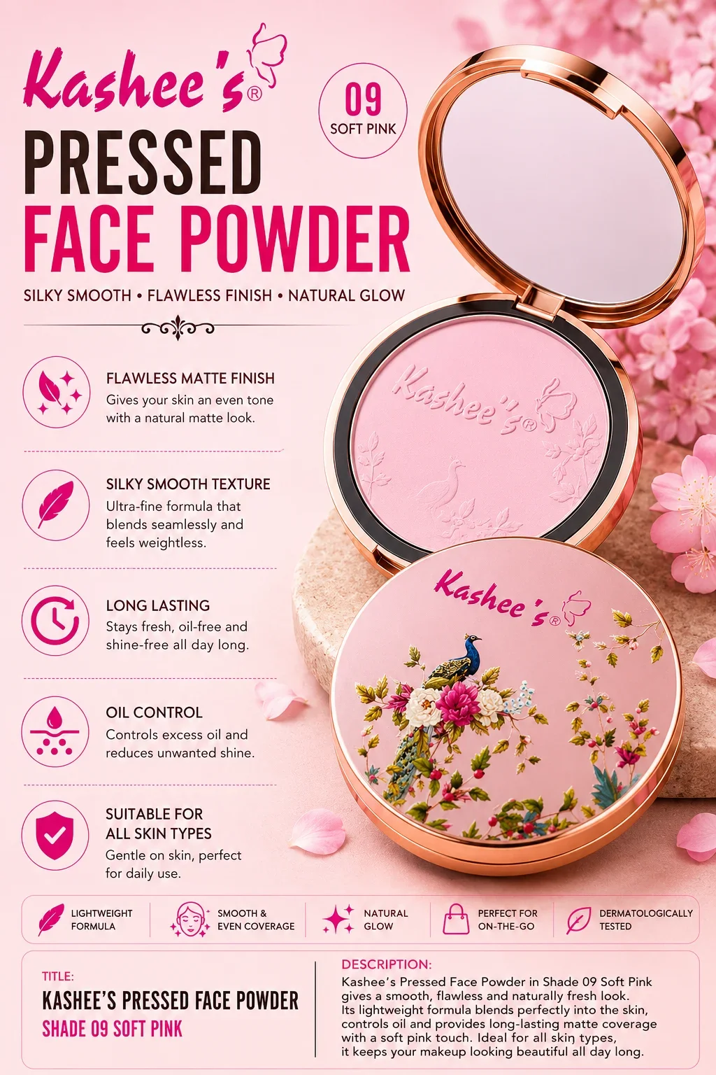 Kashee’s Pressed Face Powder – Shade 09 Soft Pink