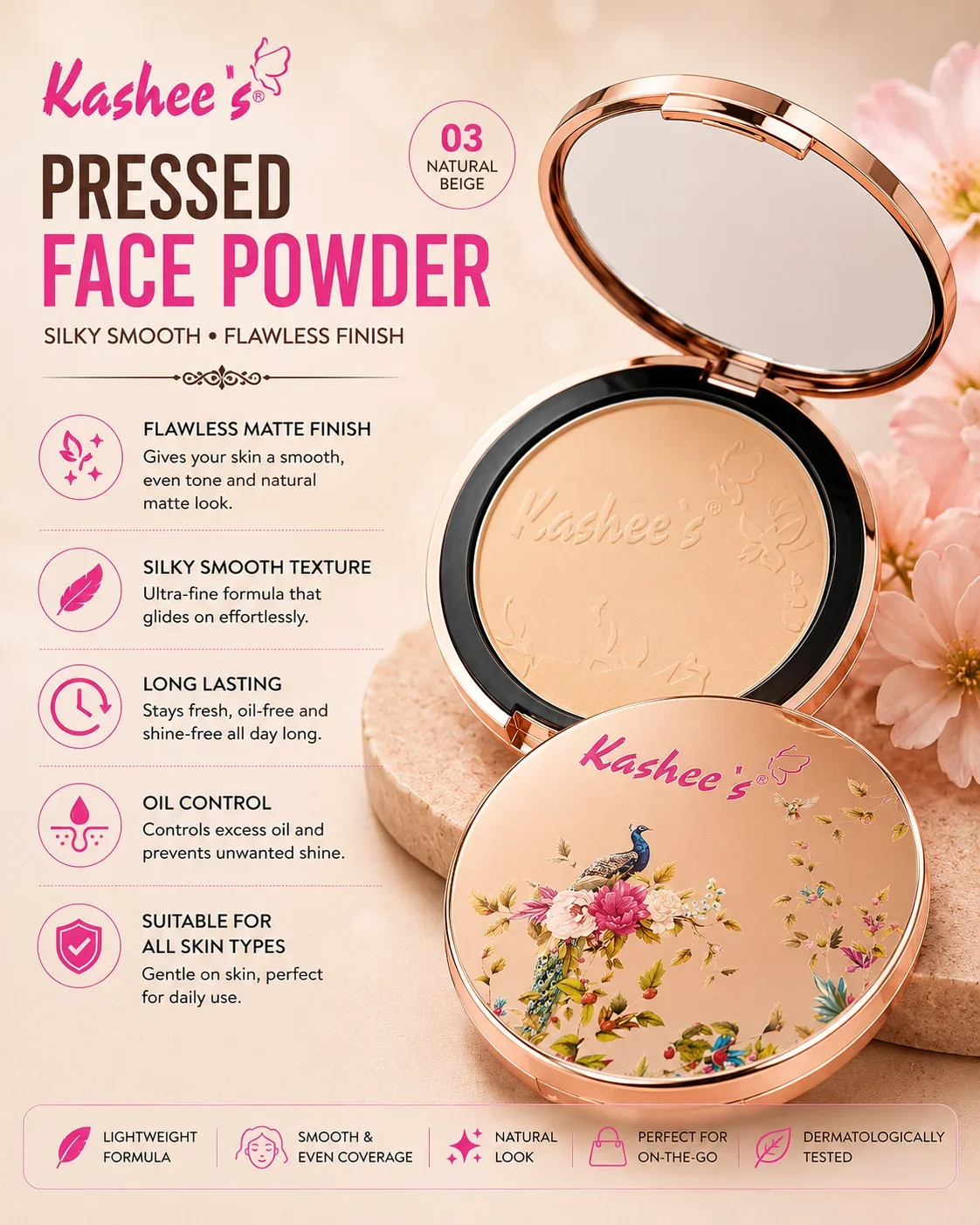 Kashee’s Pressed Face Powder – Shade 03 Natural Beige