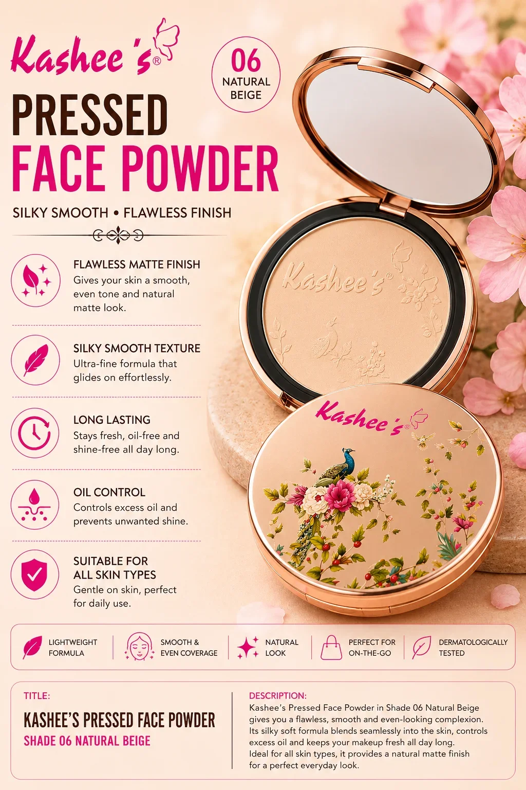 Kashee’s Pressed Face Powder – Shade 06 Natural Beige