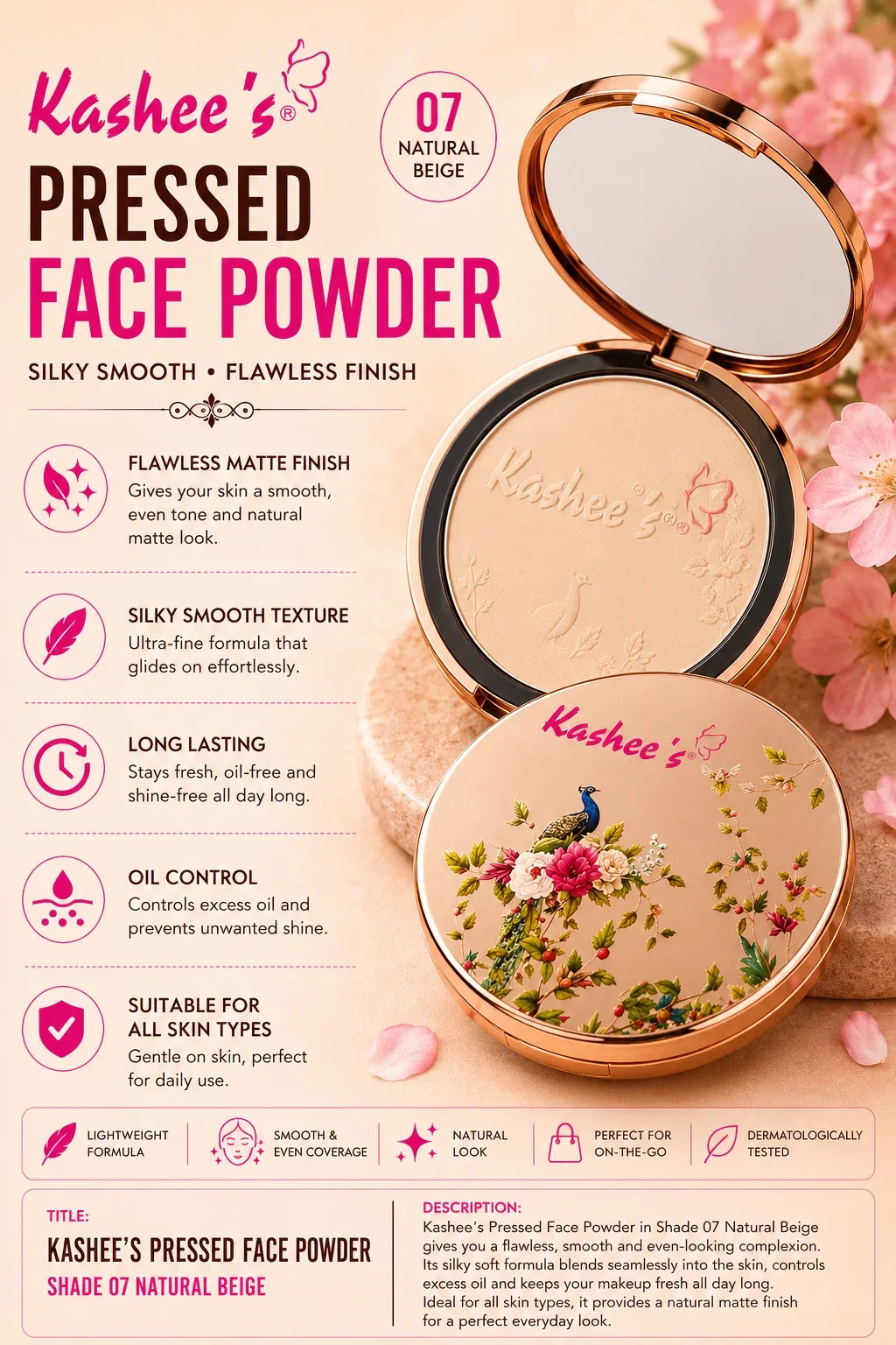 Kashee’s Pressed Face Powder – Shade 07 Natural Beige