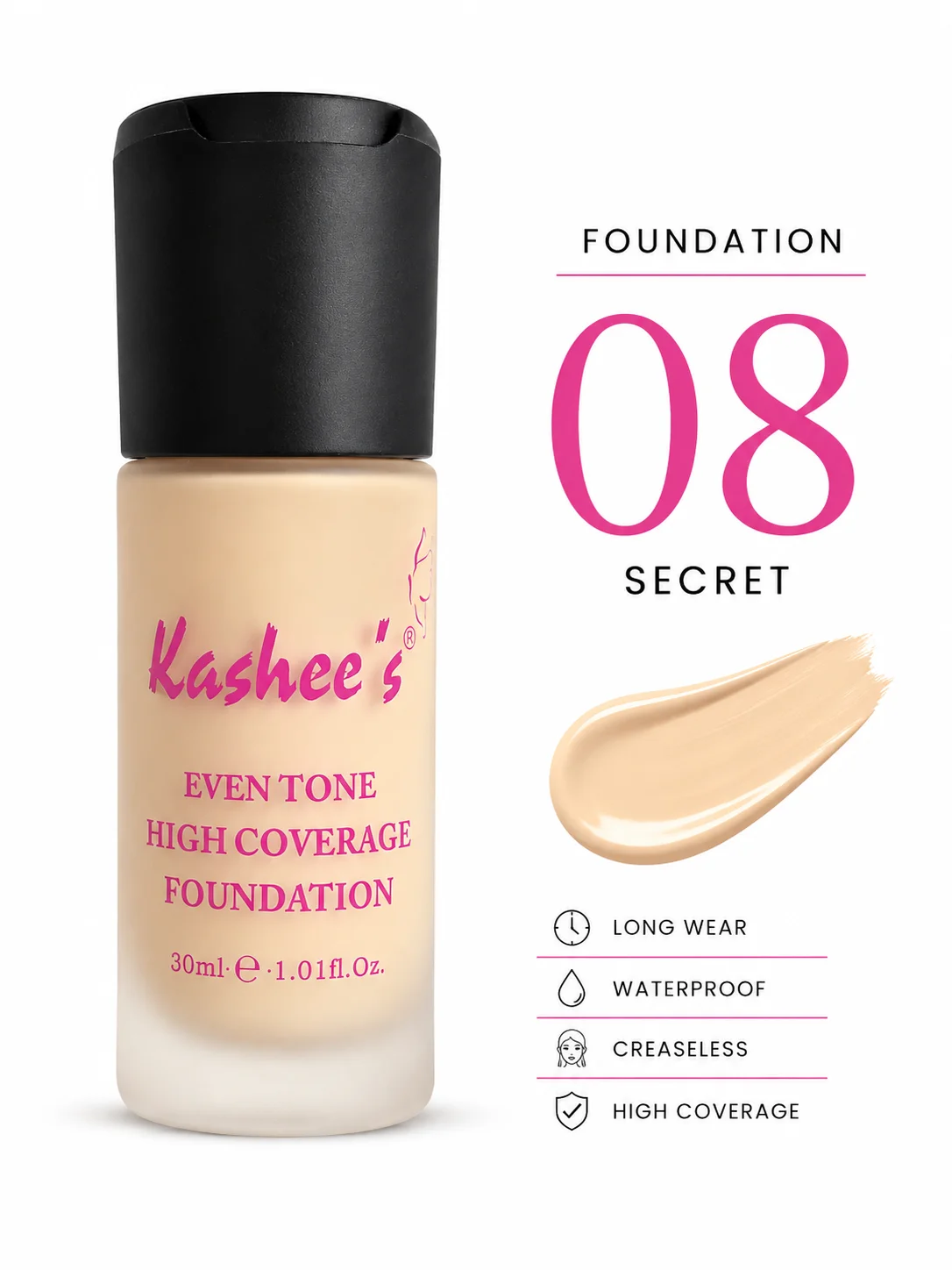Kashee’s Even Tone High Coverage Foundation – 08 Secret