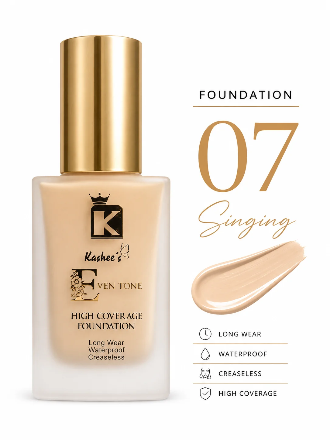 Kashee’s Even Tone High Coverage Foundation – 07 Singing