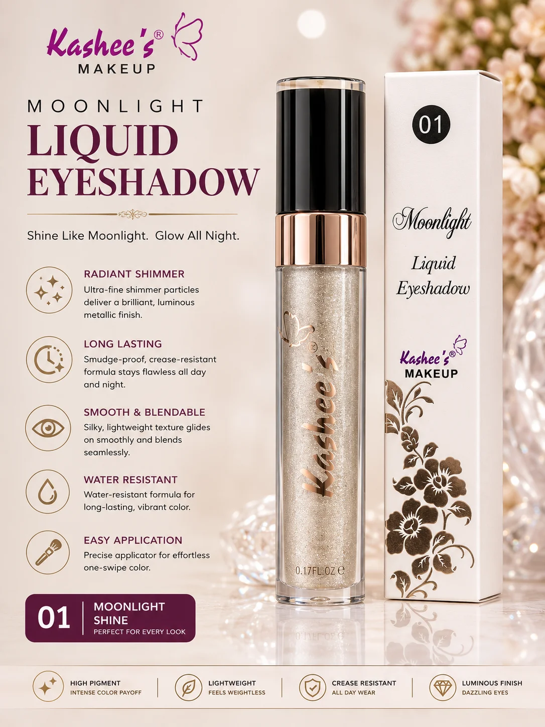 Kashee’s Moonlight Liquid Eyeshadow – Shade 01