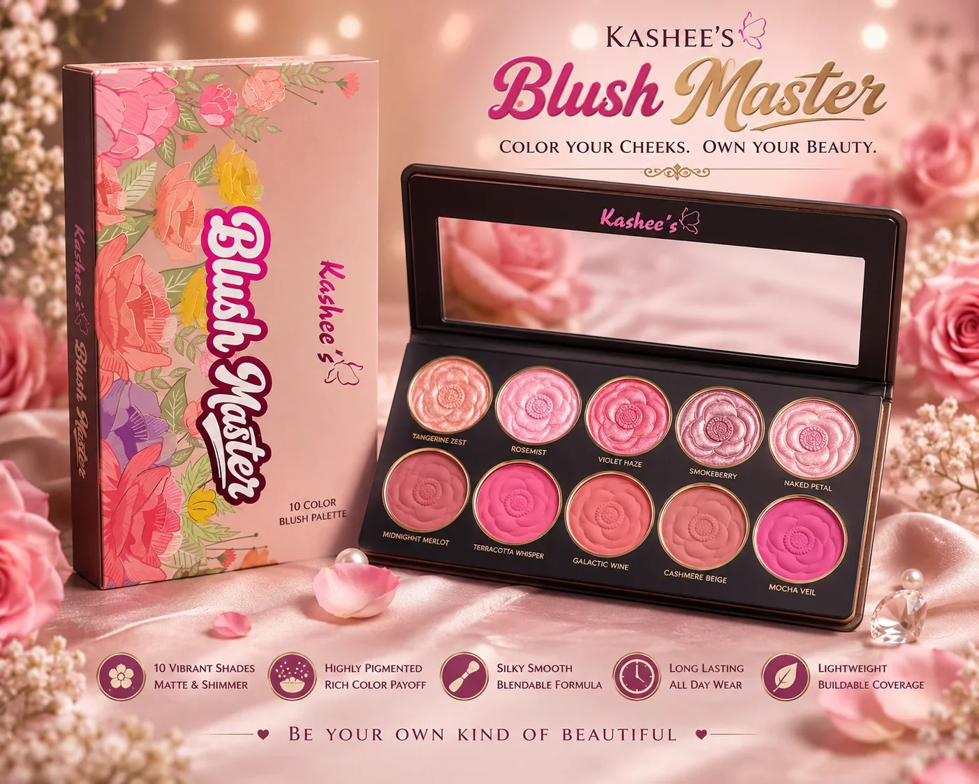 Kashee’s Blush Master – 10 Color Luxury Blush Palette