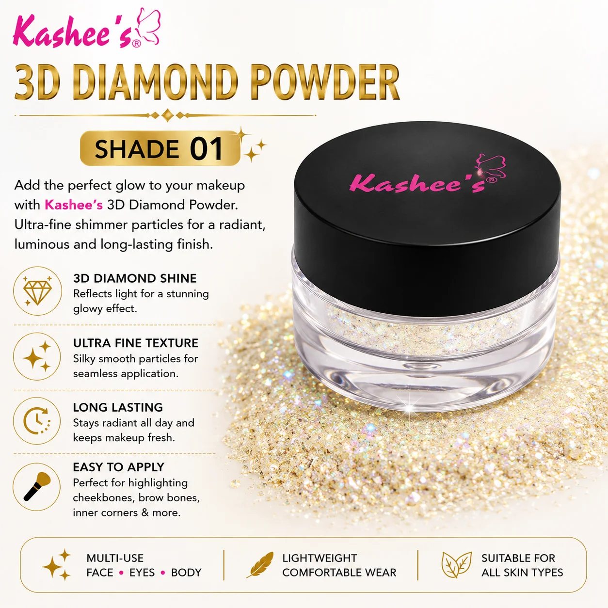 Kashee’s 3D Diamond Powder – Shade 01