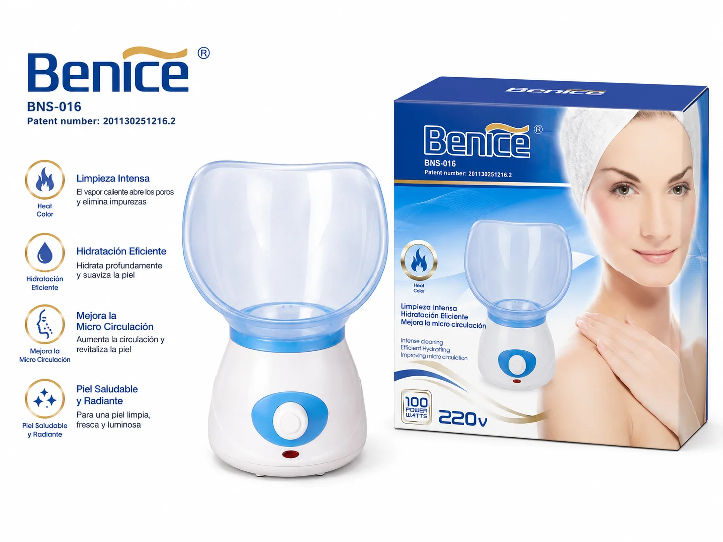 Benice BNS-016 Facial Steamer & Steam Inhaler – 220V 100W