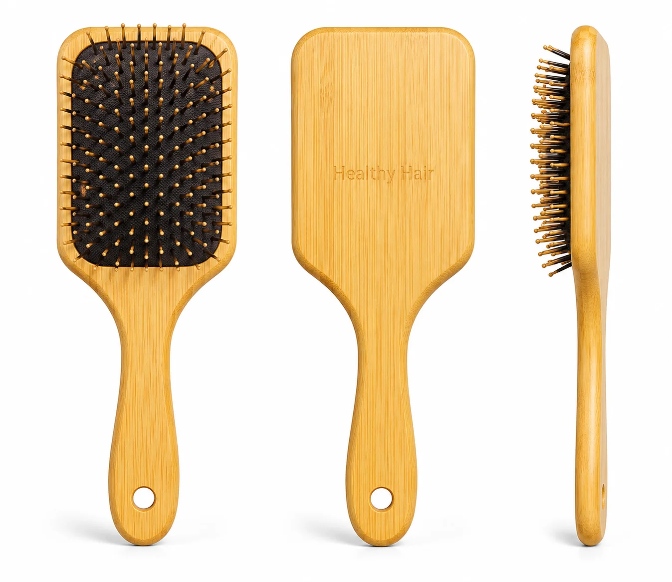 Premium Bamboo Paddle Hair Brush – Wooden Detangling & Scalp Massage Brush