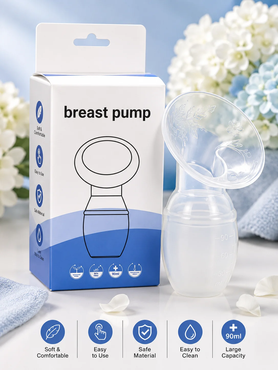 Manual Silicone Breast Pump – BPA Free Milk Collector | 90ml