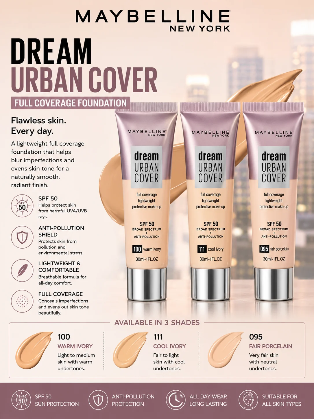 Maybelline Dream Urban Cover SPF 50 Foundation