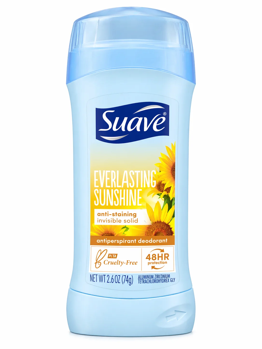 Suave Everlasting Sunshine Invisible Solid Antiperspirant Deodorant – 48HR Protection 74G