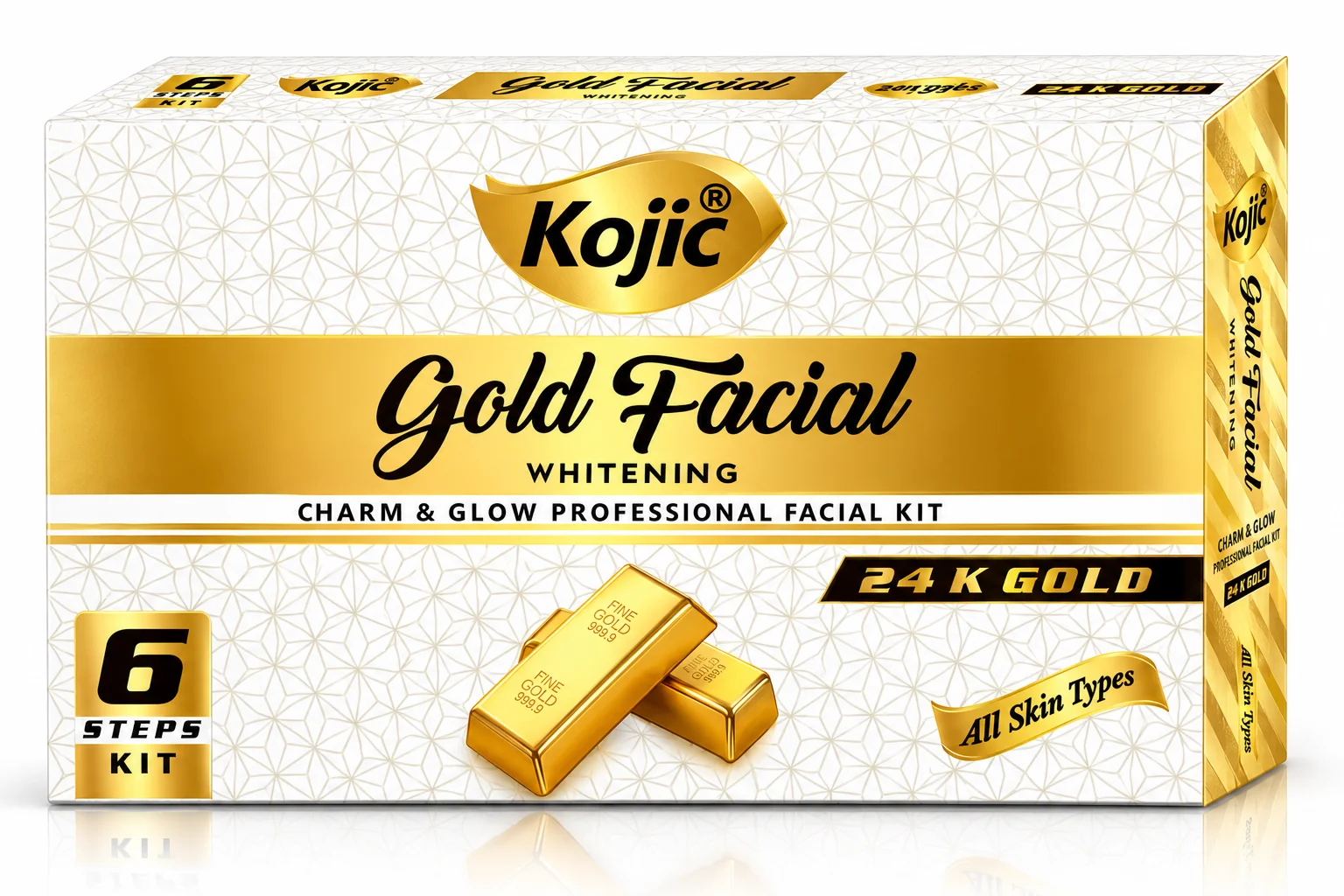 Kojic Gold Facial Whitening Professional Facial Kit – 24K Gold – 6 Steps