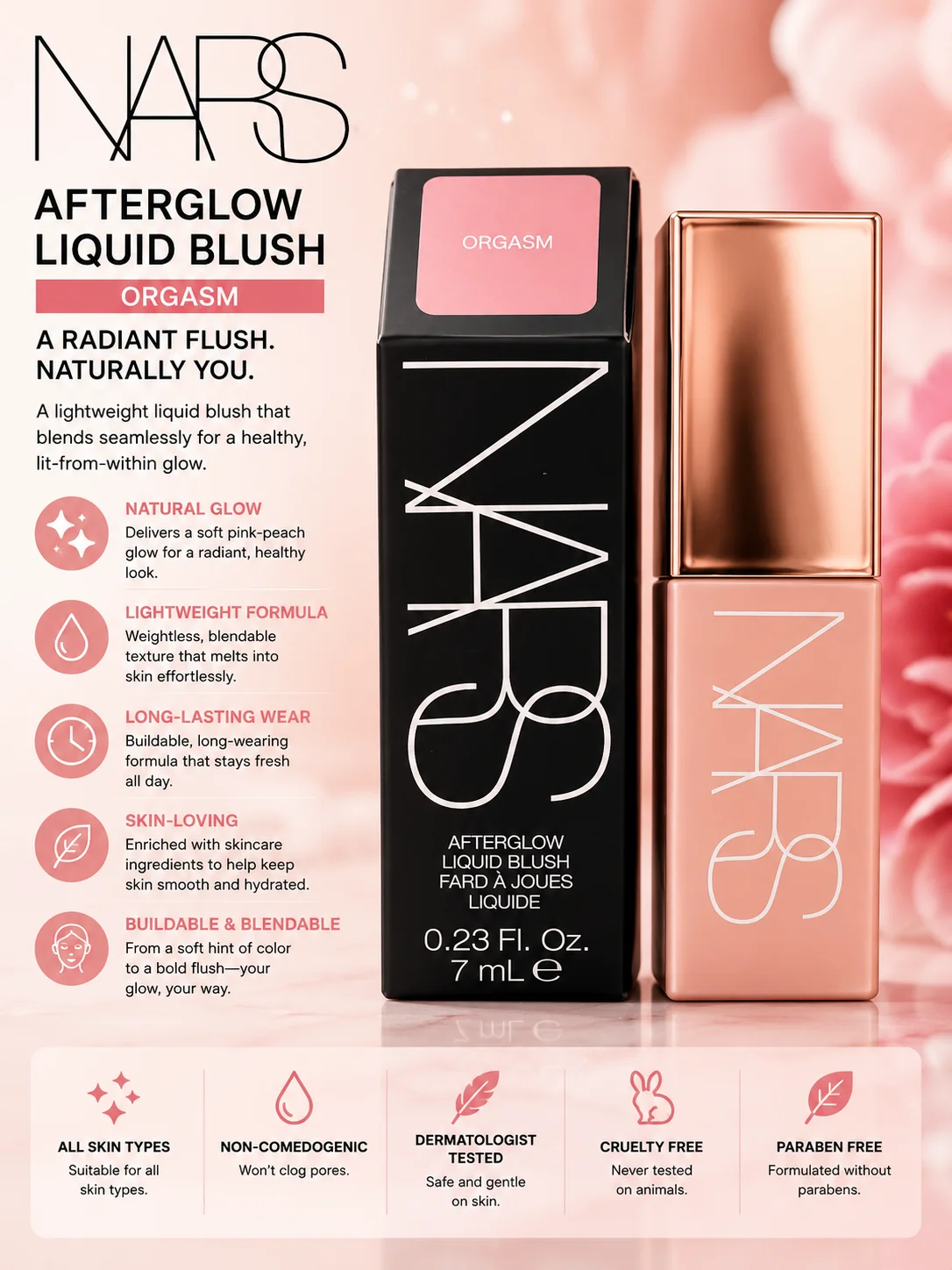 NARS Afterglow Liquid Blush – Orgasm Shade