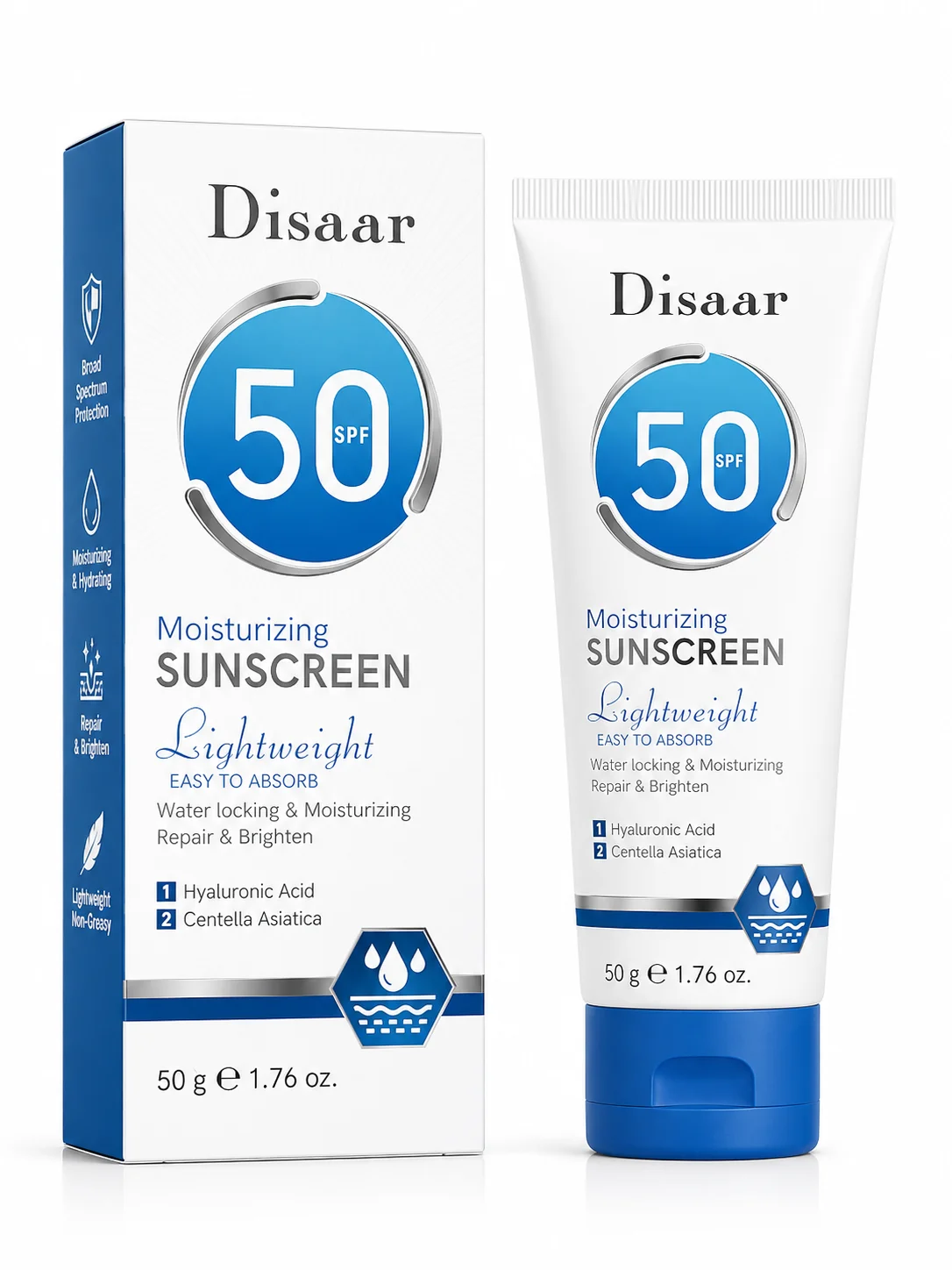Disaar SPF 50 Moisturizing Sunscreen – Lightweight Hydrating Sun Protection | 50g