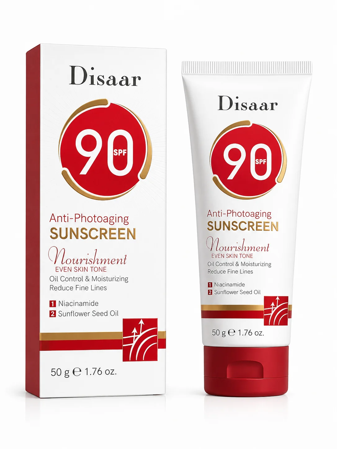 Disaar SPF 90 Anti-Photoaging Sunscreen Cream – Oil Control & Moisturizing | 50g