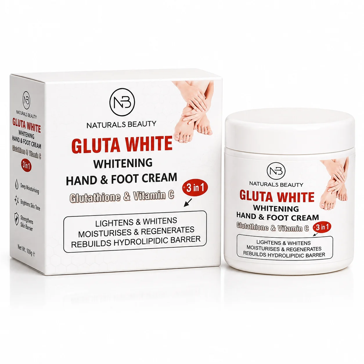 Naturals Beauty Gluta White 3-in-1 Whitening Hand & Foot Cream