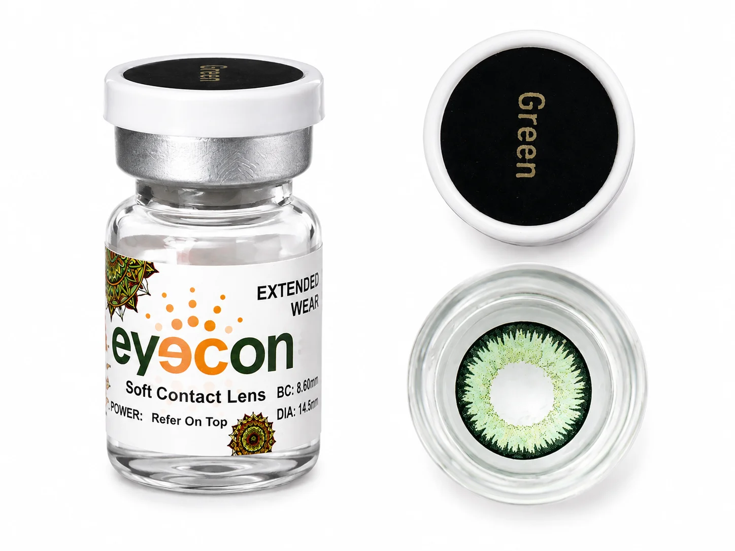 Eyecon Soft Contact Lenses – Green, Violet Plano & Cool Blue | 3 Colors