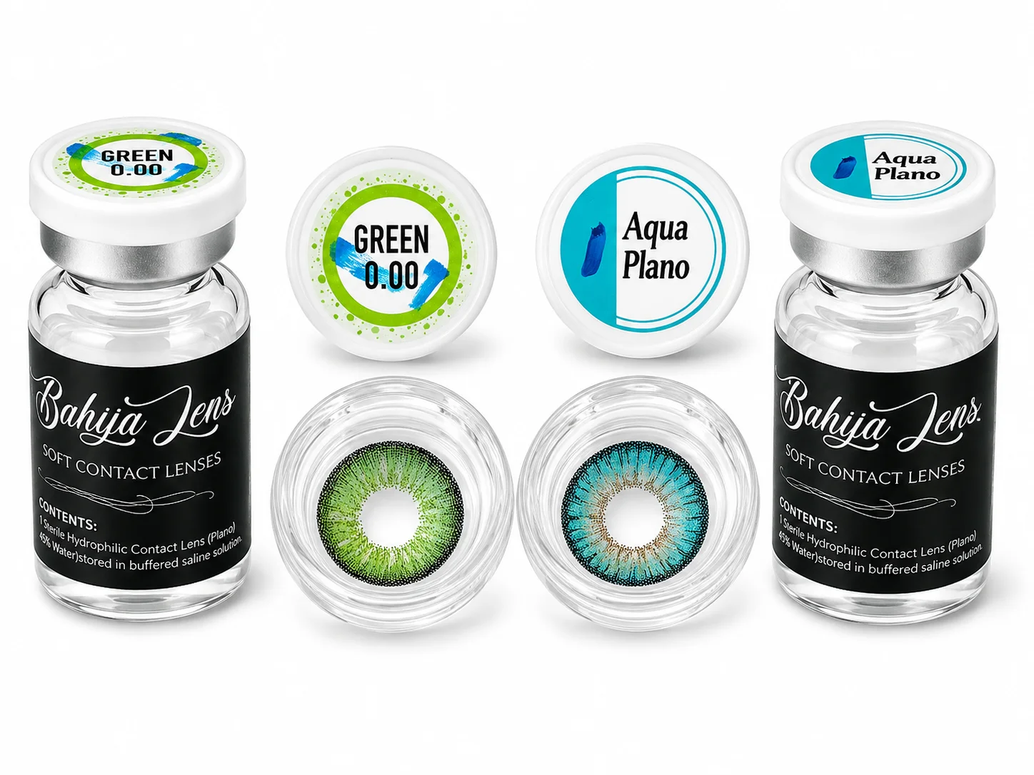 Bahija Soft Contact Lenses – Green & Aqua Plano 2 Color Set