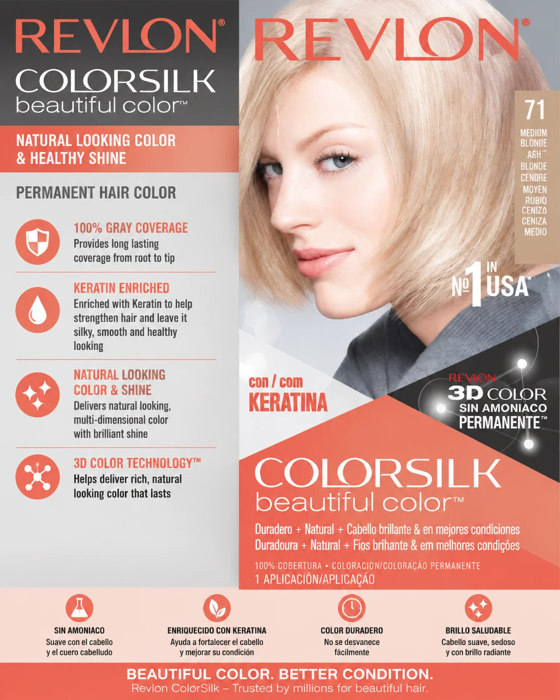 Revlon ColorSilk Beautiful Color 71 Medium Blonde