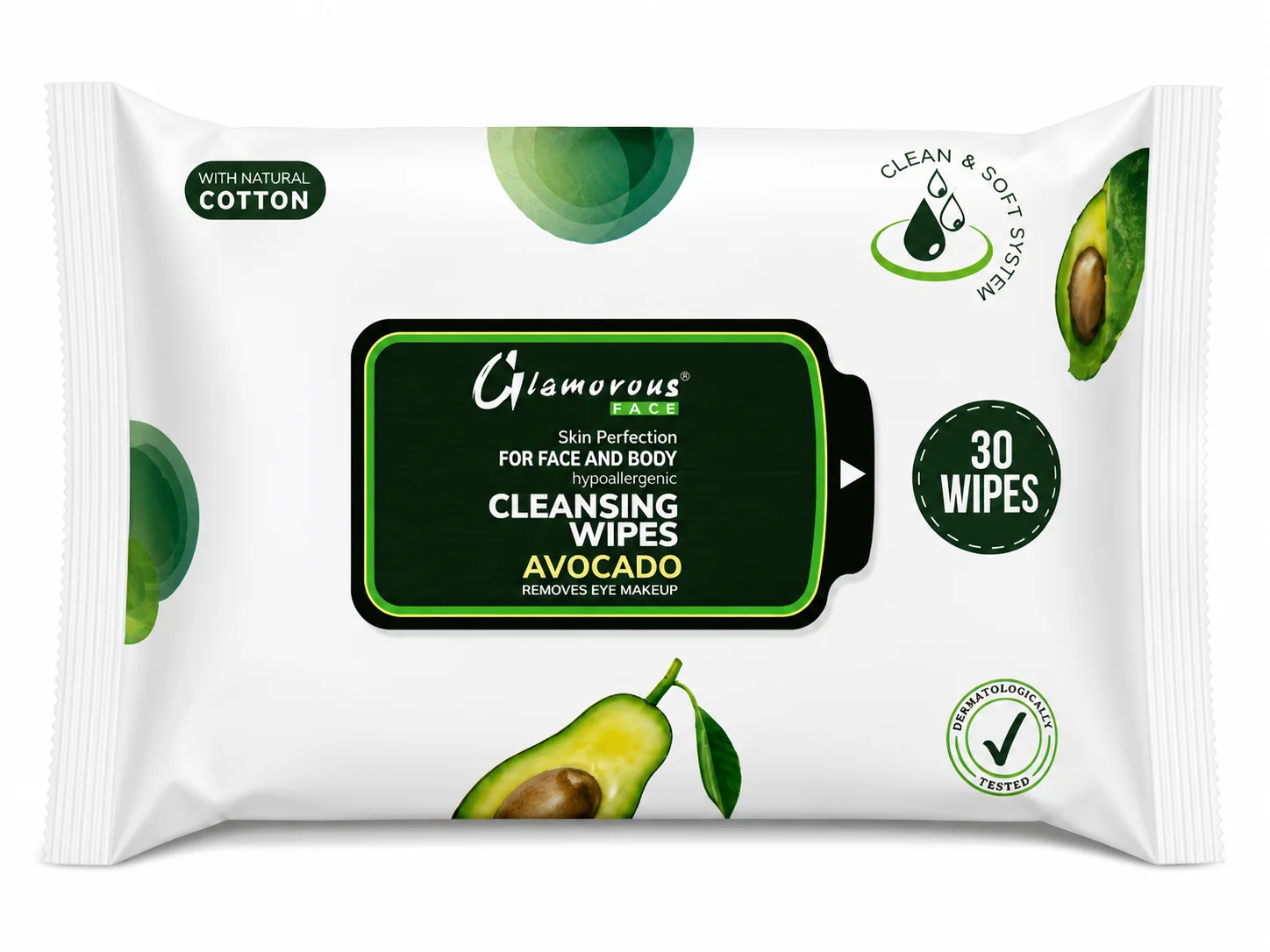 Glamorous Face Avocado Cleansing Wipes 30