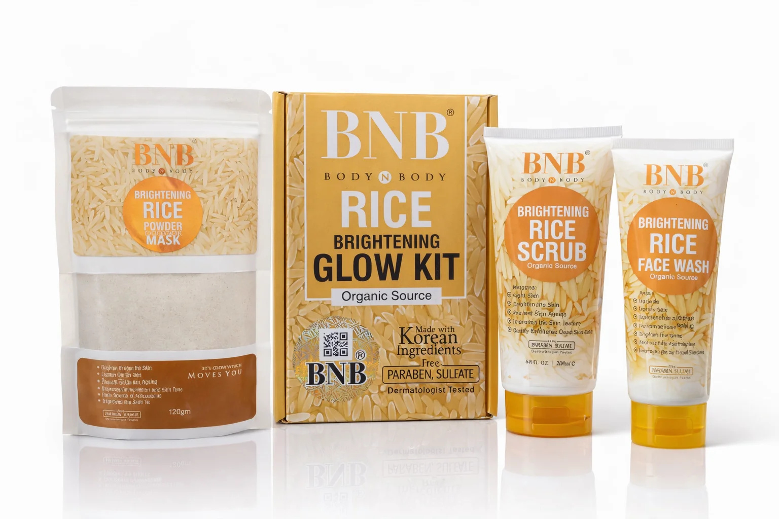 BNB Rice Brightening Glow Kit – Organic Skin Whitening & Glow Set