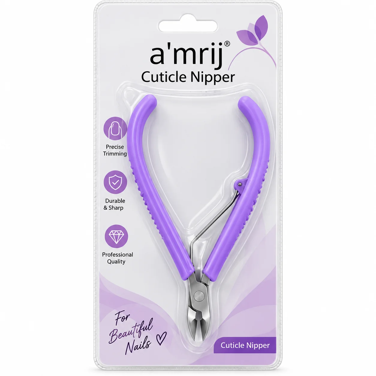 A’Mrij Professional Cuticle Nipper – Purple Handle Nail & Cuticle Trimmer