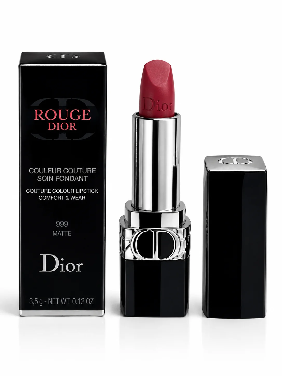 Rouge Dior Couture Colour Lipstick 999 Matte – Long Wear Red Lip Color – 3.5g