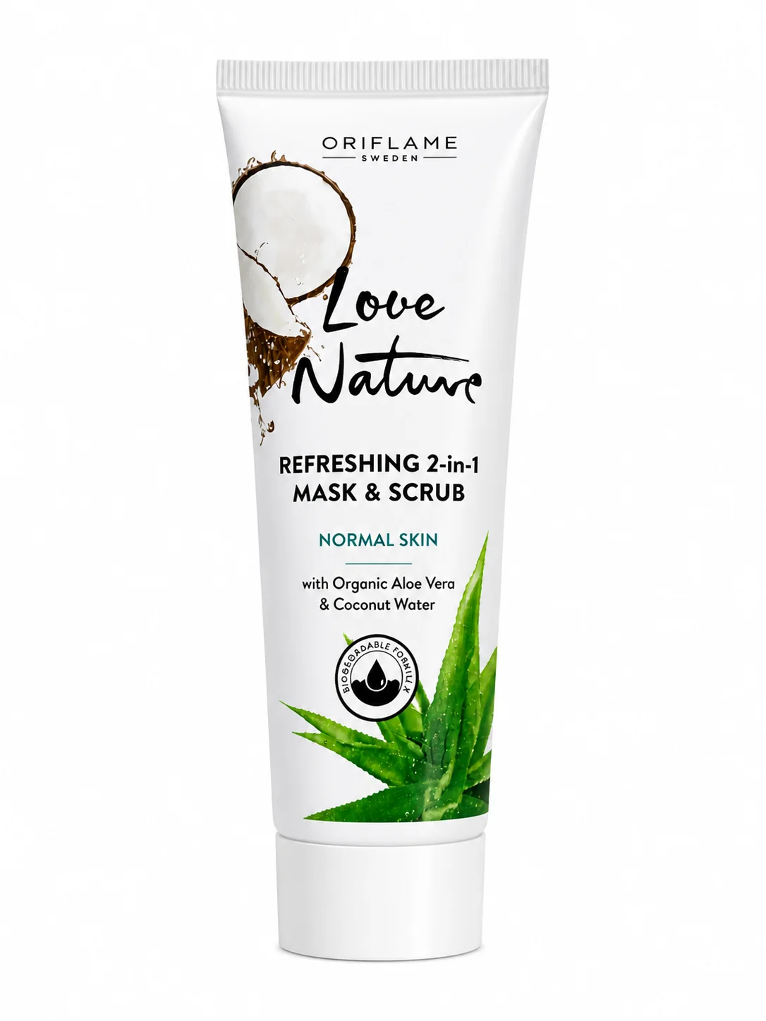 Love Nature Refreshing 2-in-1 Mask & Scrub with Organic Aloe Vera & Coconut Water – 75ml