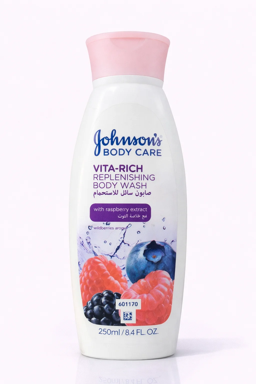 Johnson’s Vita-Rich Replenishing Body Wash with Raspberry Extract – Soft & Hydrating (250ml)