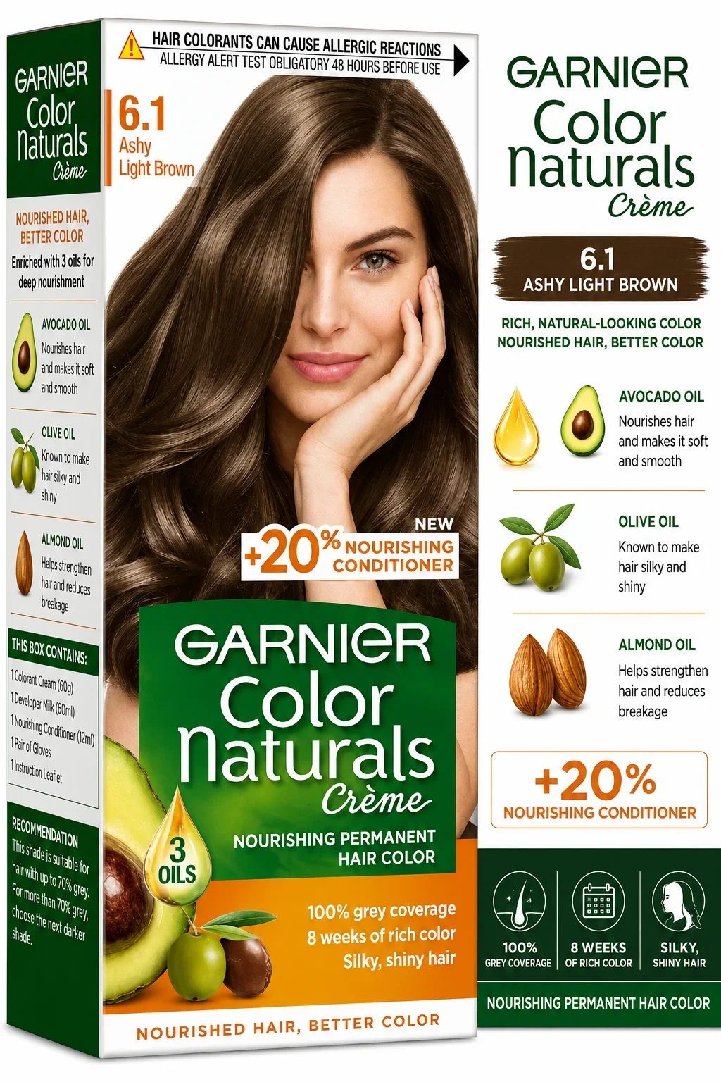 Garnier Color Naturals Crème 6.1 Ashy Light Brown Hair Color