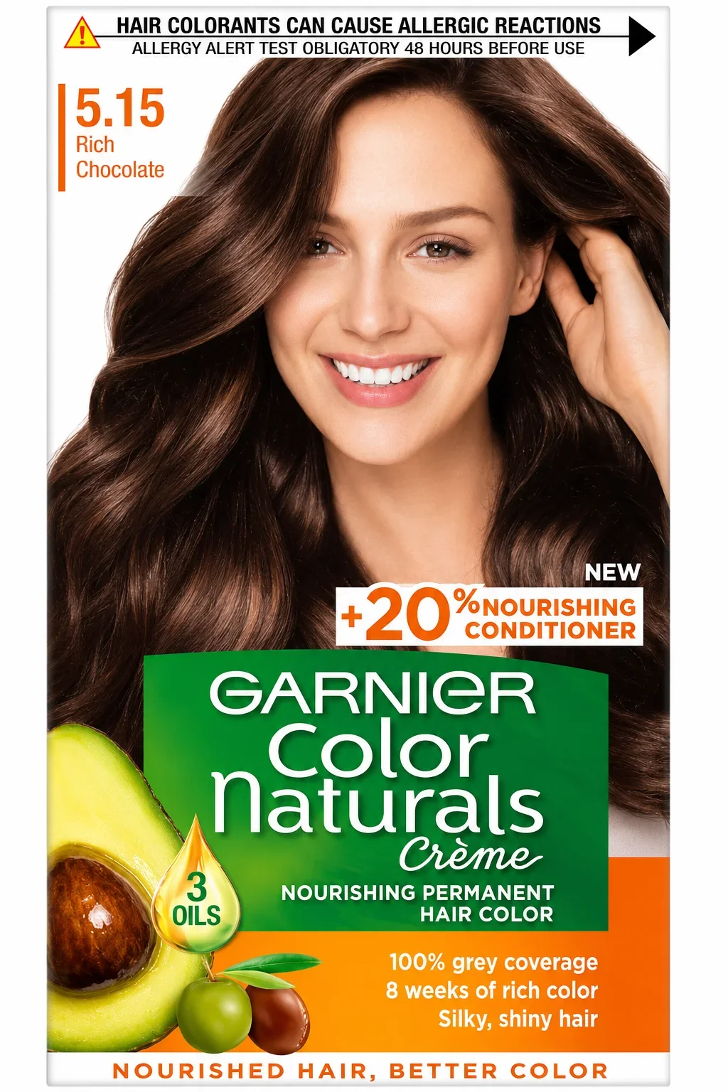 Garnier Color Naturals Crème 5.15 Rich Chocolate Permanent Hair Color – 100% Grey Coverage