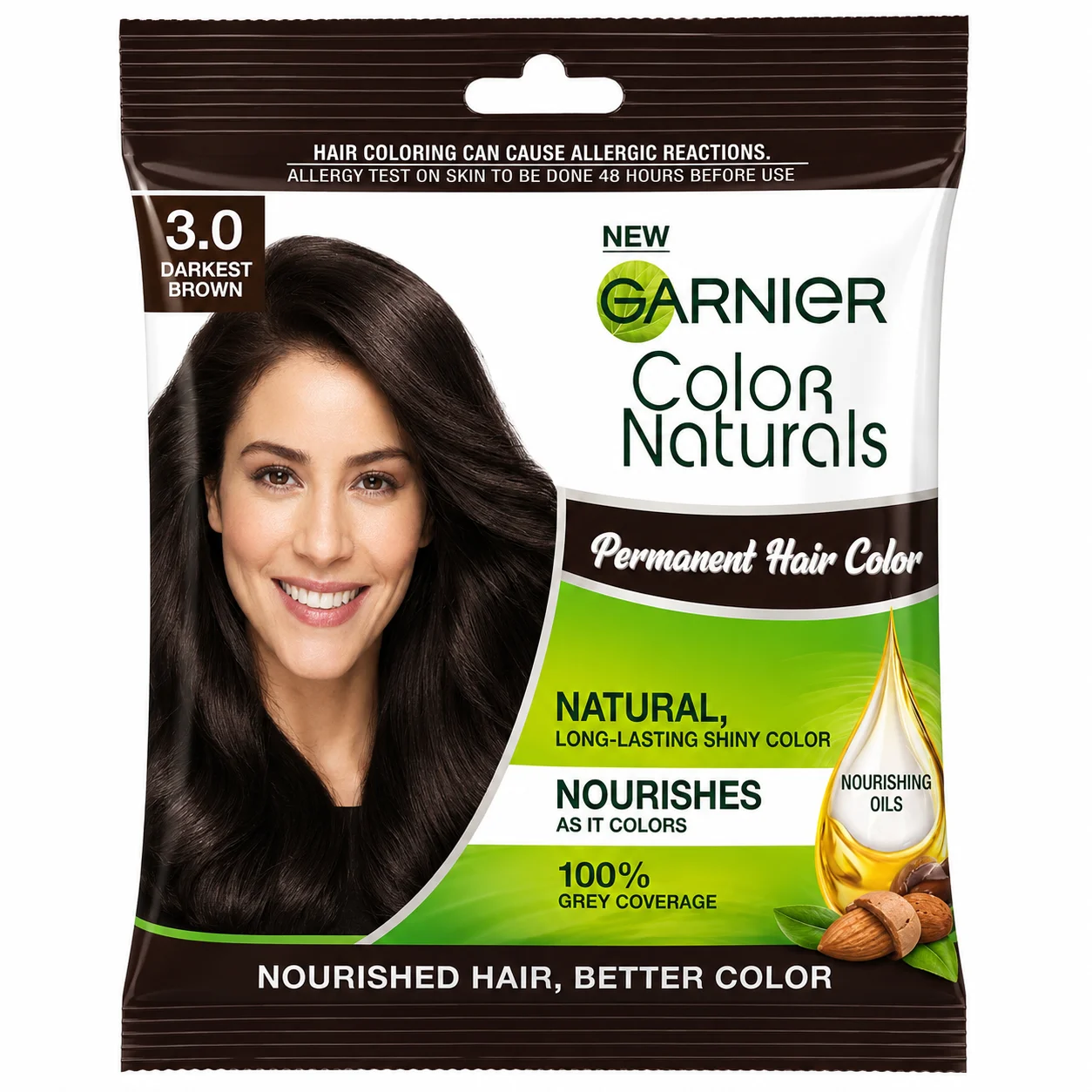 Garnier Color Naturals Permanent Hair Color – 3.0 Darkest Brown