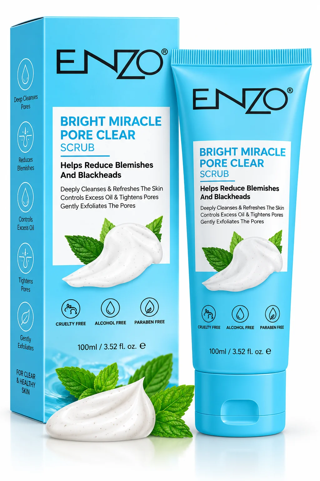 ENZO Bright Miracle Pore Clear Scrub – Deep Cleansing & Blackhead Care – 100ml