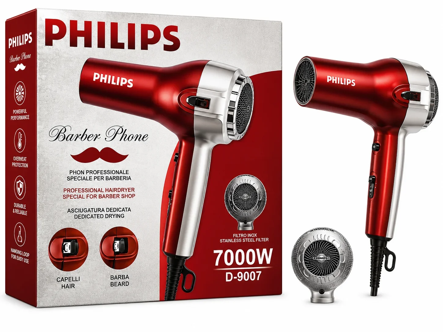 Philips D-9007 Barber Phone Professional Hair Dryer
