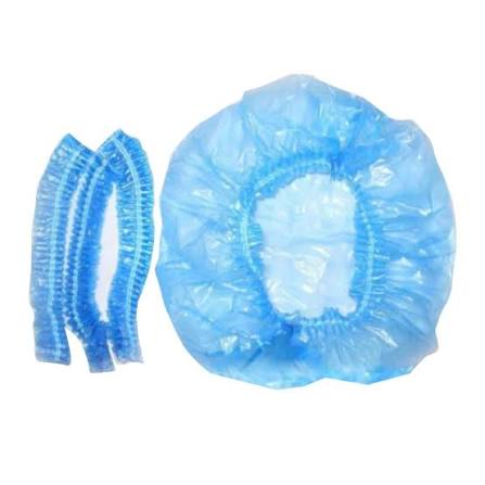 Disposable Plastic Shower Caps - Elastic Bouffant Hair Protection Caps