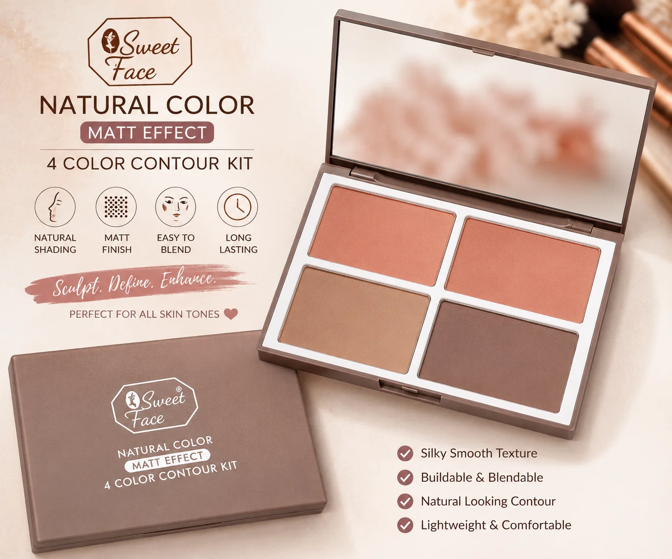 Sweet Face 4 Color Contour Kit – Matte Effect Makeup Palette