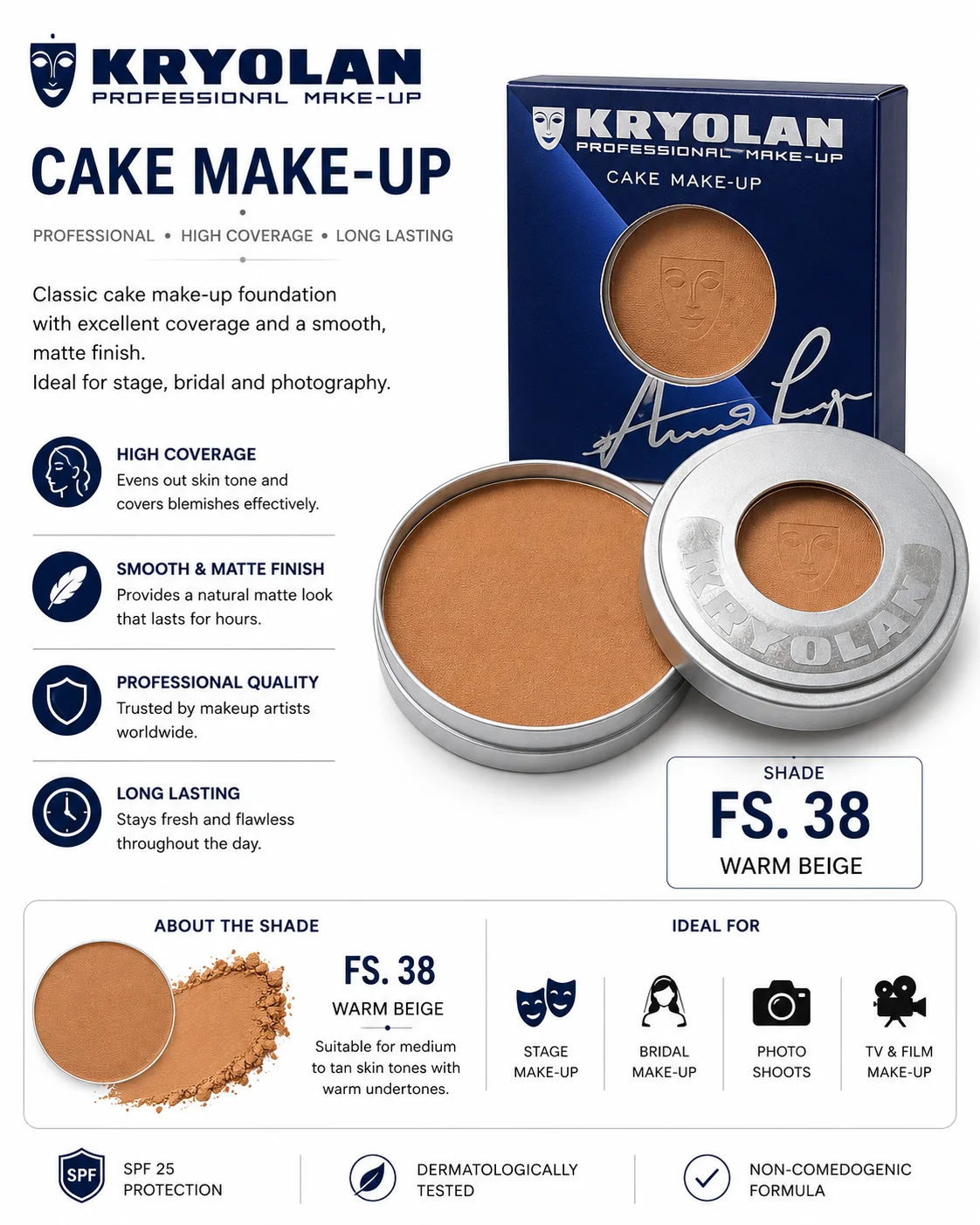 Kryolan Cake Make-Up – FS 36 Warm Beige