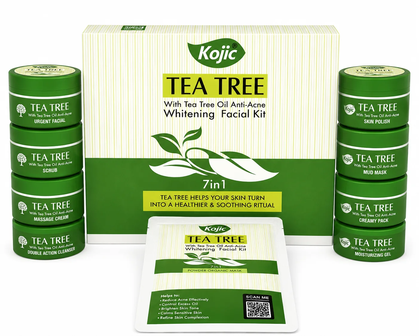 Kojic Tea Tree Anti-Acne Facial Kit – 7-in-1 Complete Skincare Solution