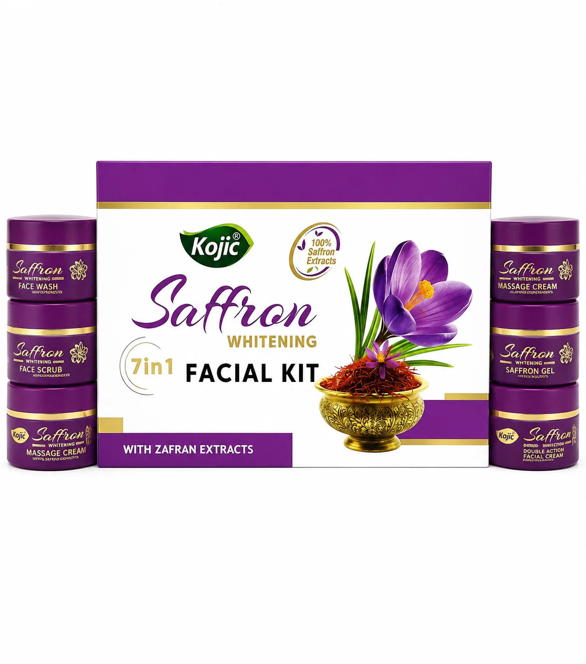 Kojic Saffron Whitening 7-in-1 Facial Kit – Complete Skincare Solution