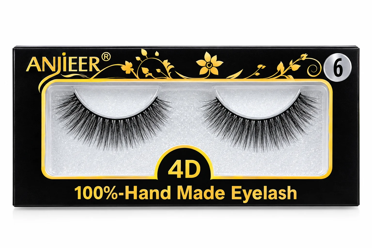 ANJIEER 4D Handmade False Eyelashes – Style 6 – 1 Pair