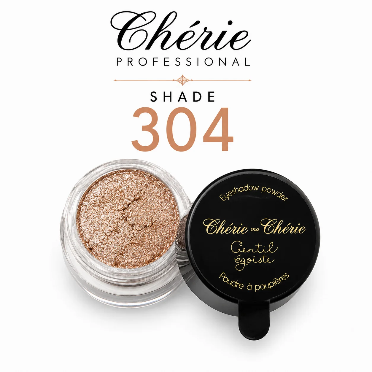 Chérie Professional Champagne Gold Shimmer Eyeshadow – Shade 304