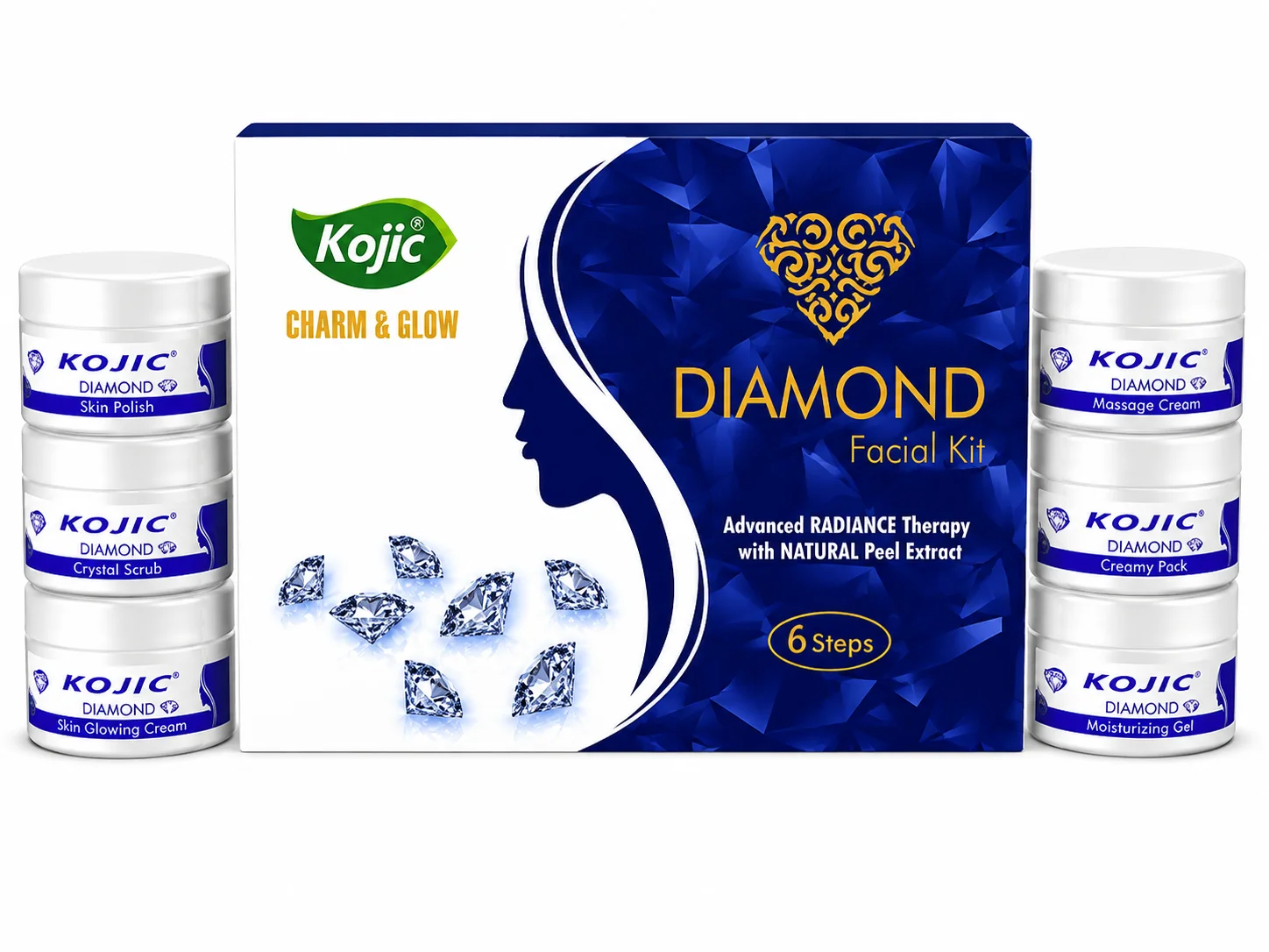 Kojic Diamond Facial Kit – Advanced 6-Step Skin Radiance System
