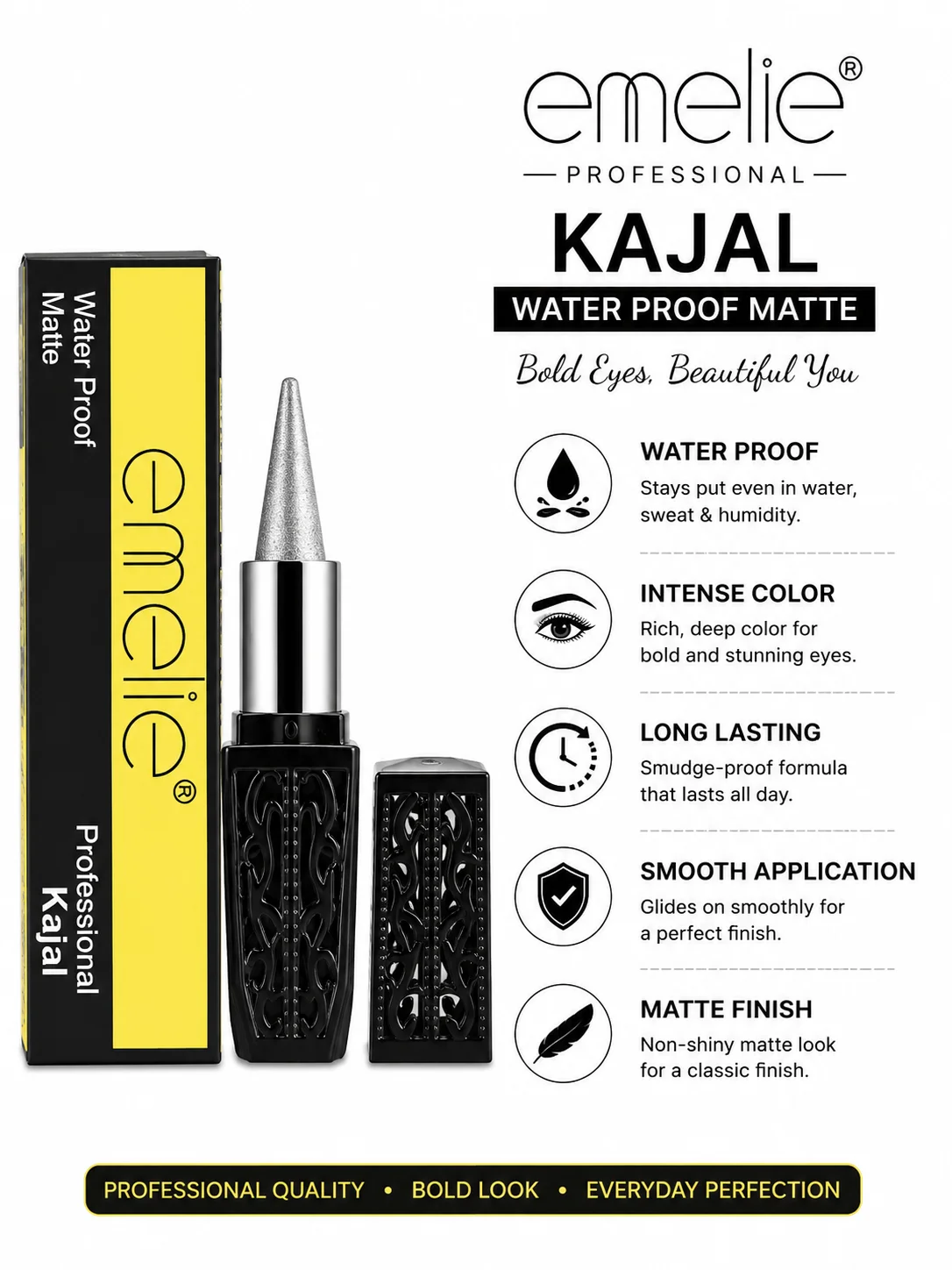 Emelie Professional Waterproof Matte Kajal