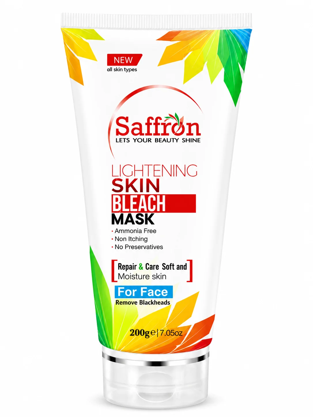 Saffron Lightening Skin Bleach Mask – Ammonia-Free Face Care (200g)
