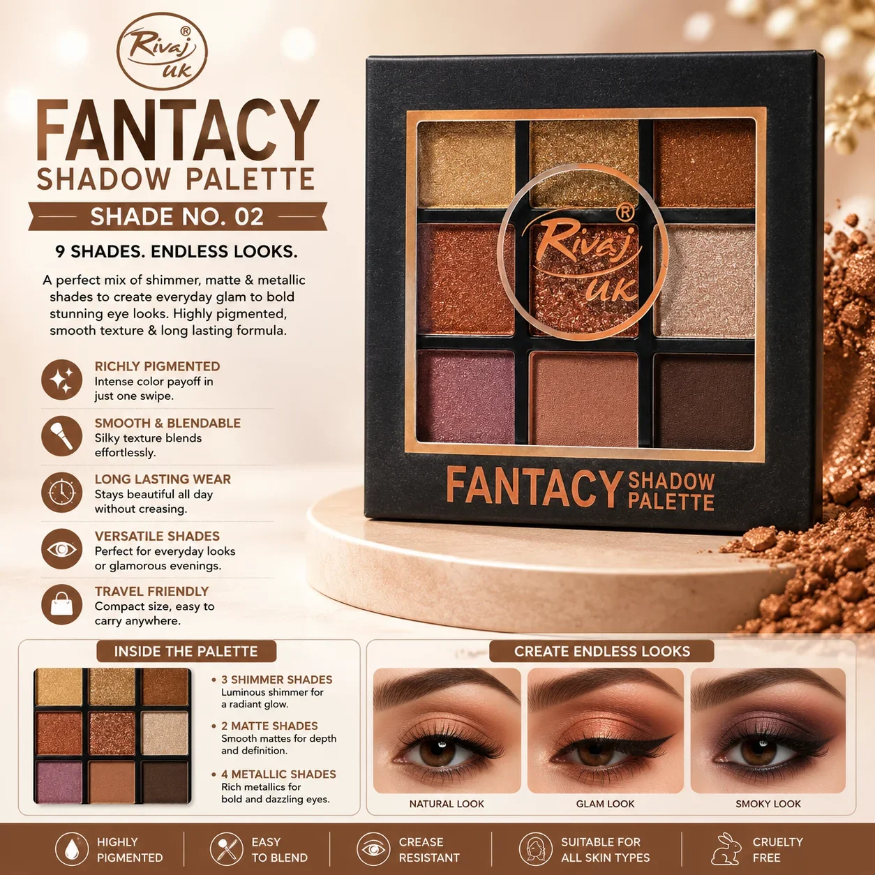 Rivaj UK Fantacy Shadow Palette – Shade 02