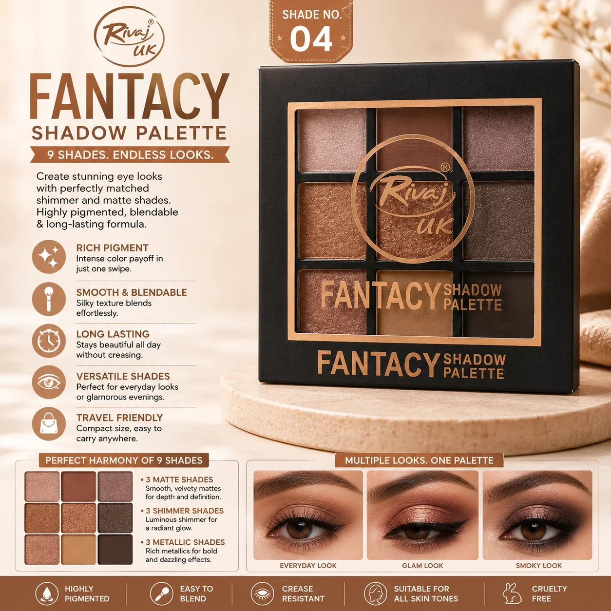 Rivaj UK Fantacy Shadow Palette – Shade 04