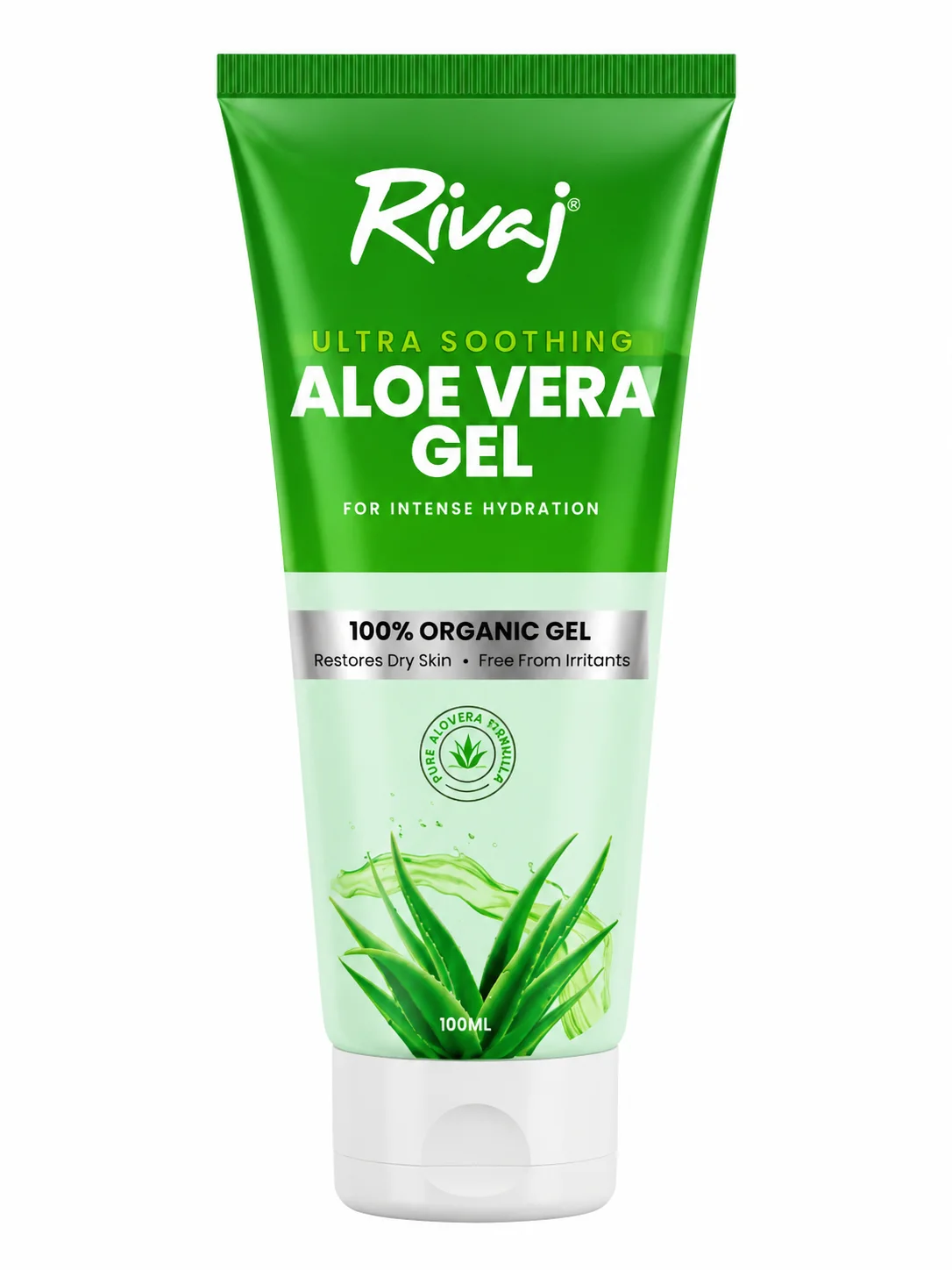 Rivaj Ultra Soothing Aloe Vera Gel – 100% Organic Gel for Intense Hydration, 100ml