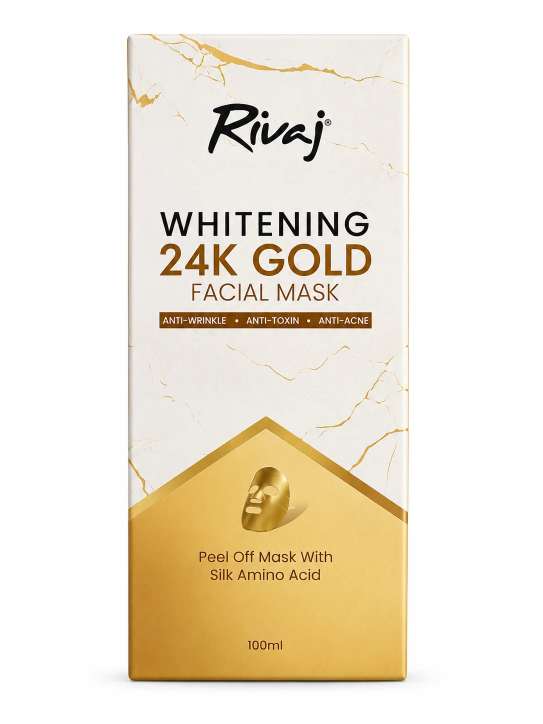 Rivaj Whitening 24K Gold Facial Mask – Peel Off Mask 100ml