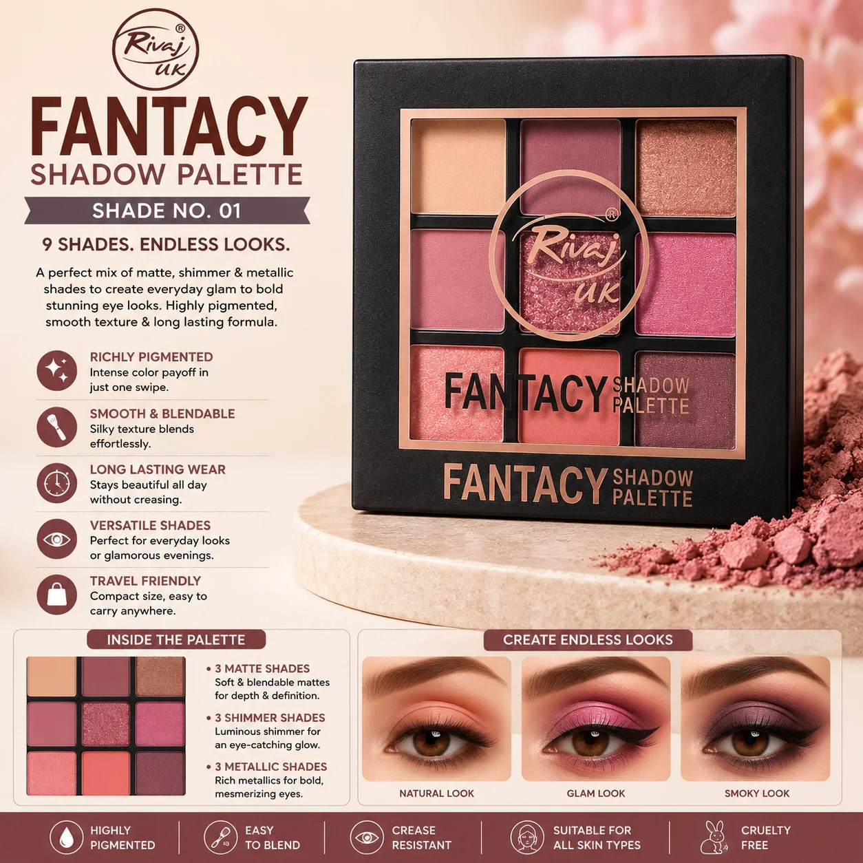 Rivaj UK Fantacy Shadow Palette – Shade 01