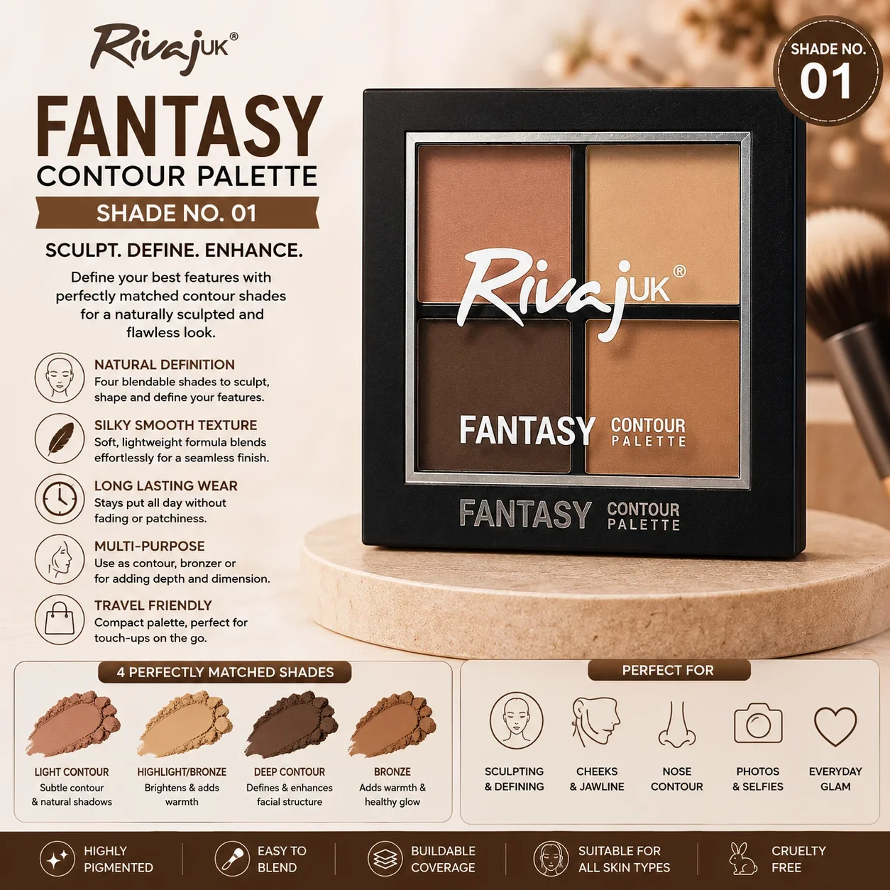 Rivaj UK Fantasy Contour Palette – Shade 01